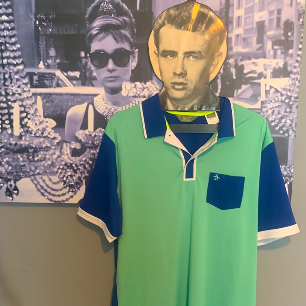 Original Penguin Green and Blue Polo Shirt with Sporty Design